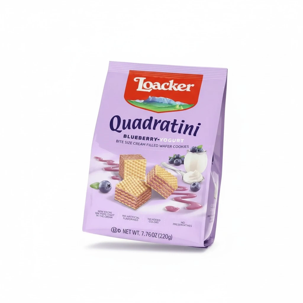 Quadratini Blueberry Yogurt Bite Size Wafers by Loacker