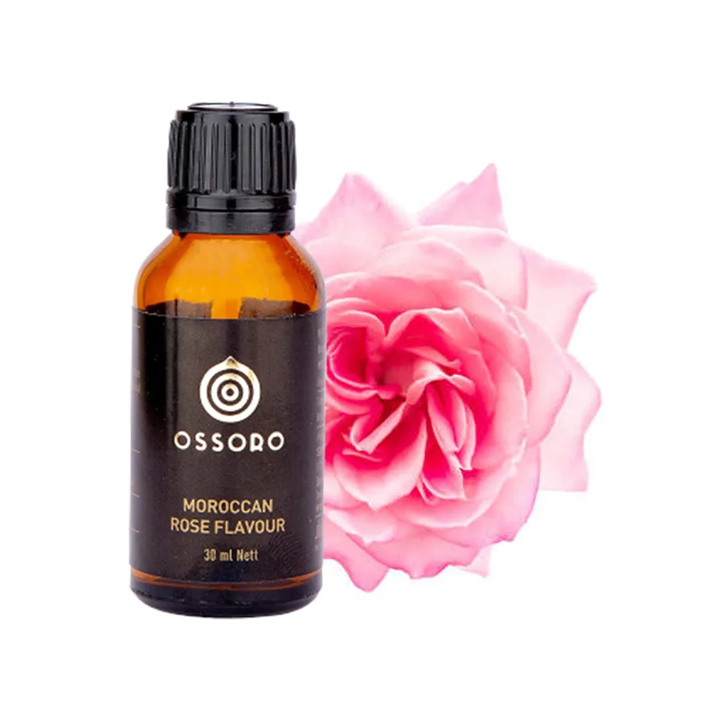 Ossoro Moroccan Rose Flavour Essence Pure Gluten-Free Flavor Essence For Food Flavoring for Baking 1 Fl Oz Bottle Used For Cakes, Ice creams