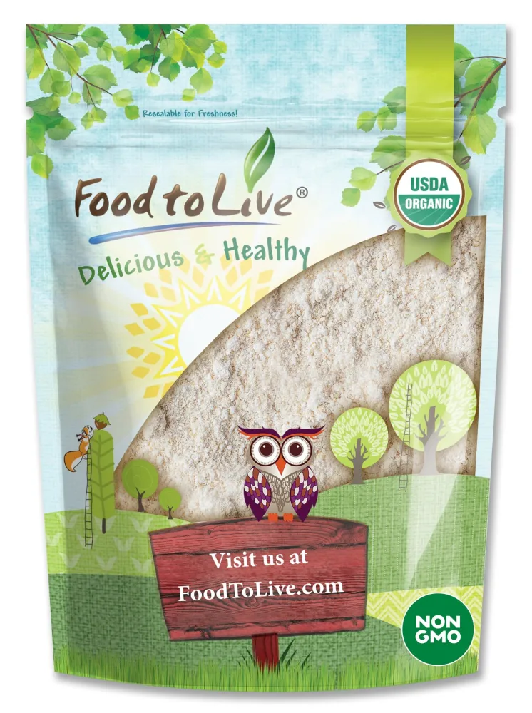 Food to Live Gluten-Free Organic Oat Flour, 1 Pound - Stone Ground from Whole Grain Oat Berries, Great for Baking Pancakes, Muffins, Waffles, Bread