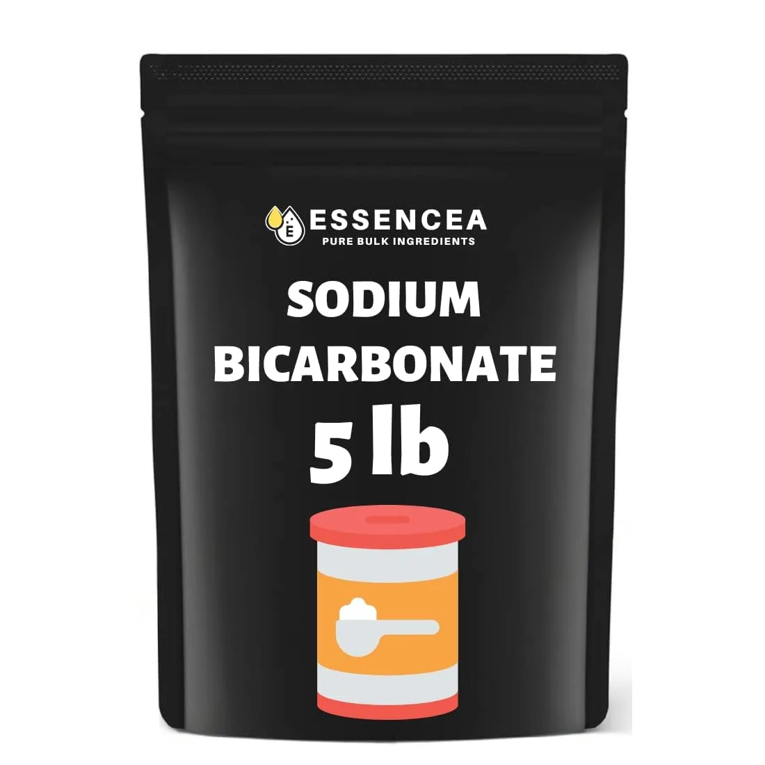 Sodium Bicarbonate 5lb, Baking Soda by Essencea Pure Bulk Ingredients | Bulk Bag | Multipurpose Uses | Food Grade | Can be used for cleaning (80 Ounces)