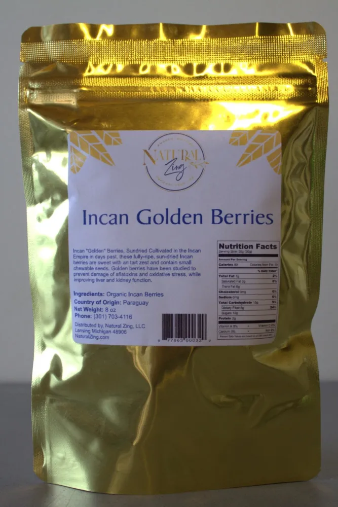 Natural Zing 100% Incan Golden Berries (Raw, Organic) | Vitamins & Minerals | Antioxidants & Flavinoids | Gut Health & Energy | Peruvian | Sun Dried | Ethically Sourced (16 ounce)