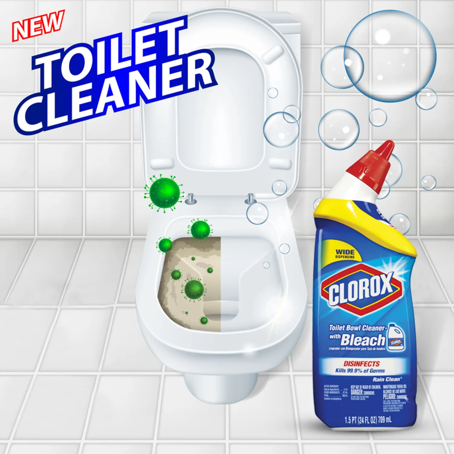 Toilet Bowl Cleaner with Bleach Rain Clean Gel 24oz. 3 Pack in The Award Box