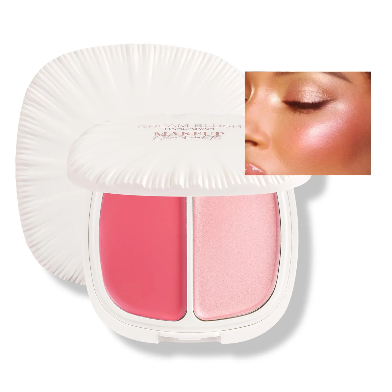 2 in 1 Pearl Cream Blush Highlights, Buildable & Blendable Face Makeup Blush for Cheeks, Lightweight Soft Long-lasting Blusher for Girls & Women, Blush+Highlight+Eyeshadow, 01#So Shy