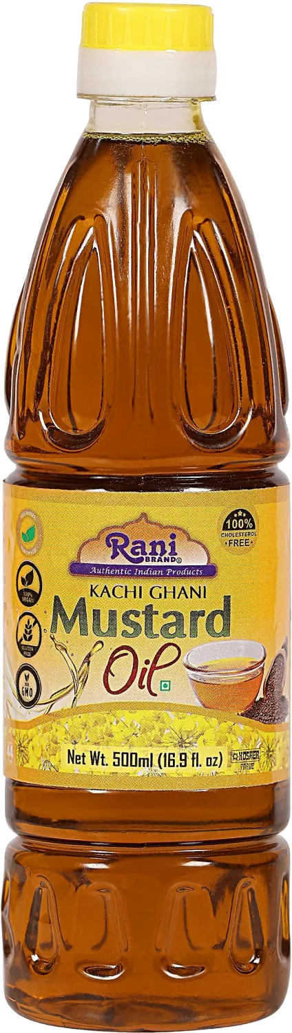 Rani Mustard Oil (Kachi Ghani) 16.9 Ounce (500ml) NON-GMO | Gluten Free | Vegan | 100% Natural | Kosher