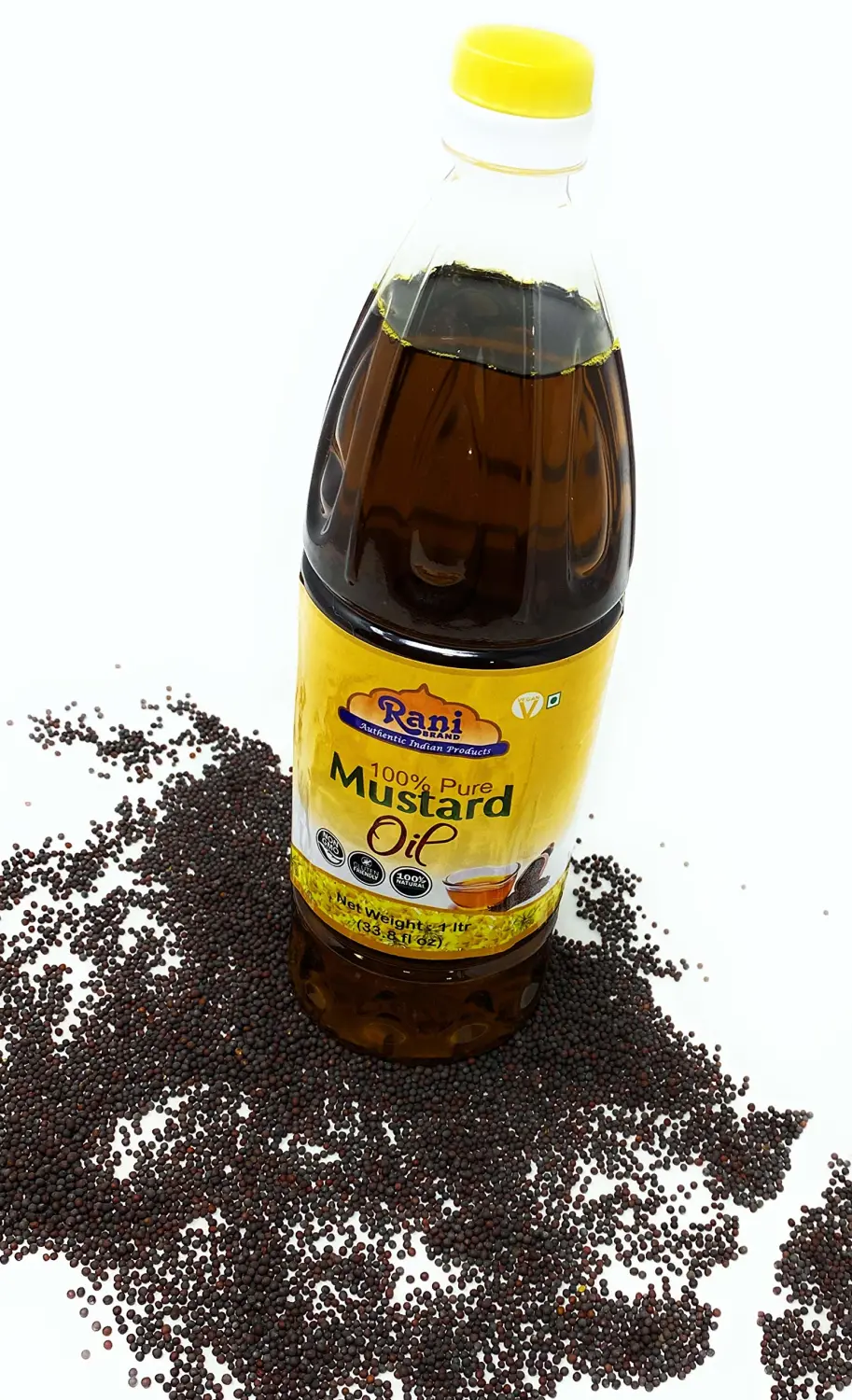 Rani Mustard Oil (Kachi Ghani) 33.8 Ounce (1 Liter) NON-GMO | Gluten Free | Vegan | 100% Natural | Kosher