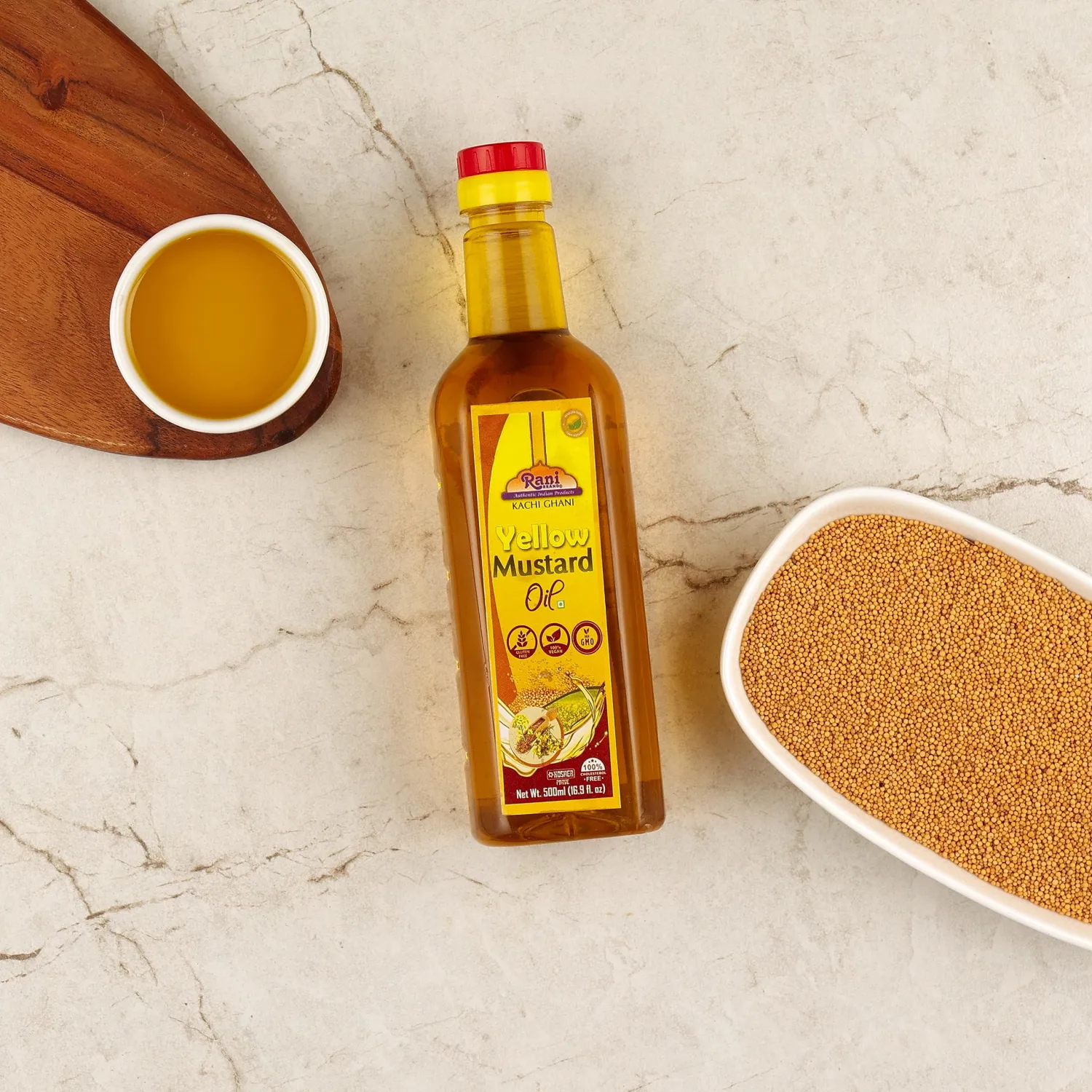 Rani Yellow Mustard Oil (Kachi Ghani) 16.9 Ounce (500ml) NON-GMO | Gluten Free | Vegan | 100% Natural | Kosher