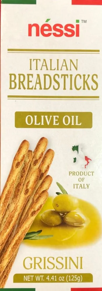 Nessi Olive Oil Italian Breadsticks – Crispy Artisan Snack, 12 Packs (4.4oz per Pack) (OLIVE OIL)