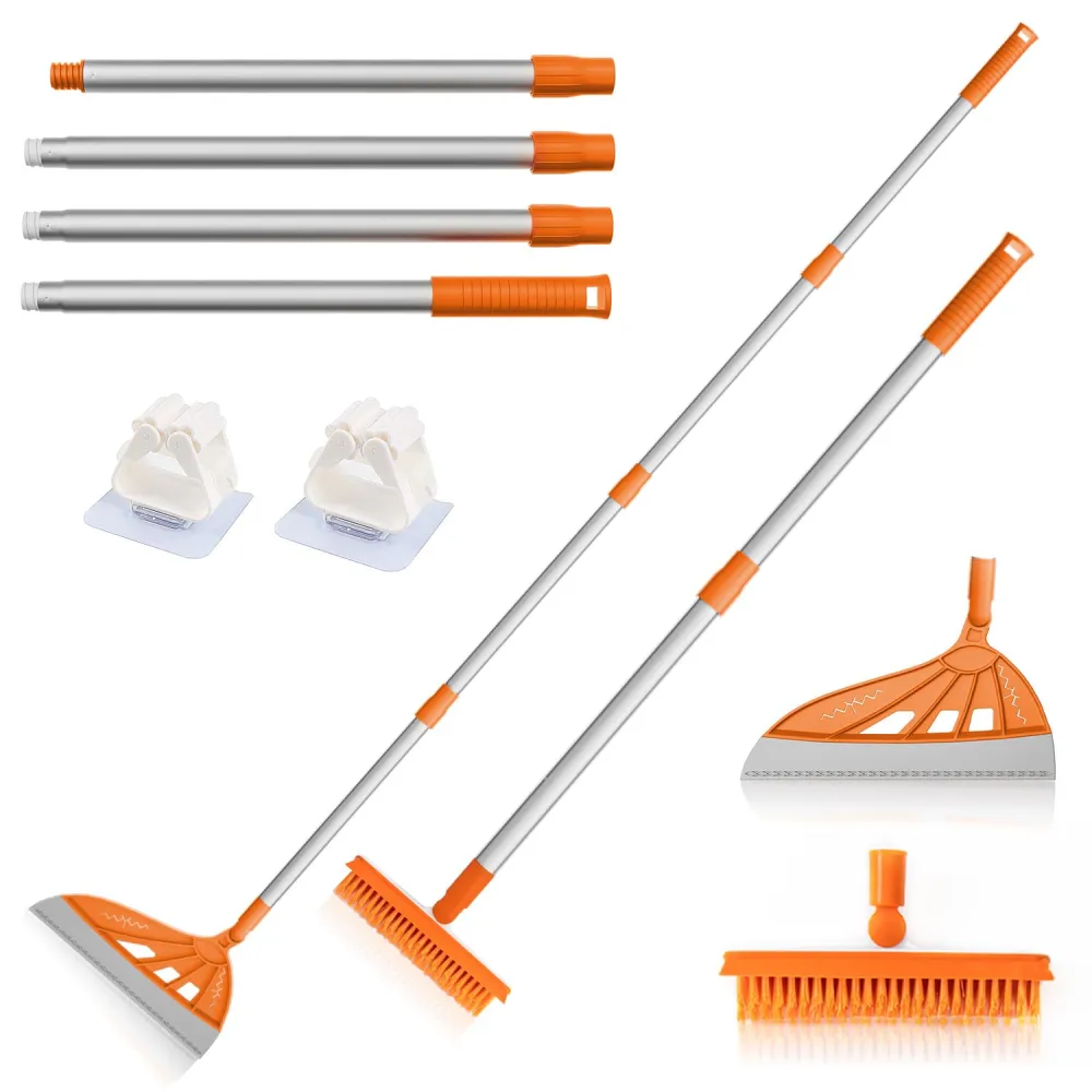 Magic Air Broom Sweeper, Multifunction Silicone Broom, Household Squeegee Broom for Floor Cleaning, Bathroom, pet Hair, Orange Dog Broom Brush Set Orange