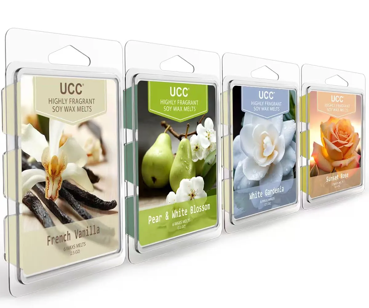 UCC Wax Melts, Premium Plant Based Natural Soy Scented Melts Cubes, Wax Melts Tarts, Colored Wax Melt - 4 Pack
