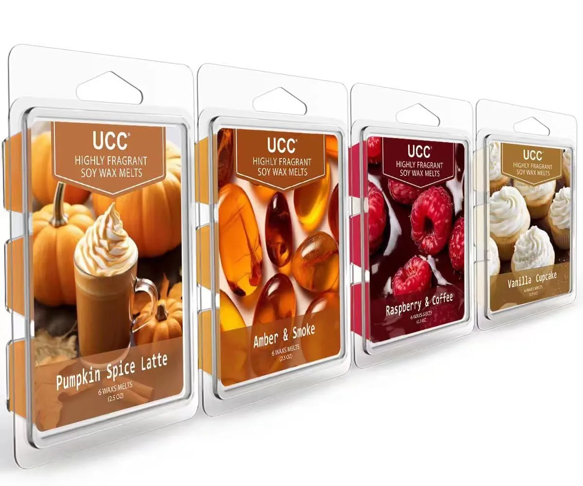 UCC Plant Based All Natural Wax Melts, Strong Fragrance, Long Lasting Premium Soy Scented Melts Cubes, Wax Melts Tarts, Colored Wax Melt - 4 Pack