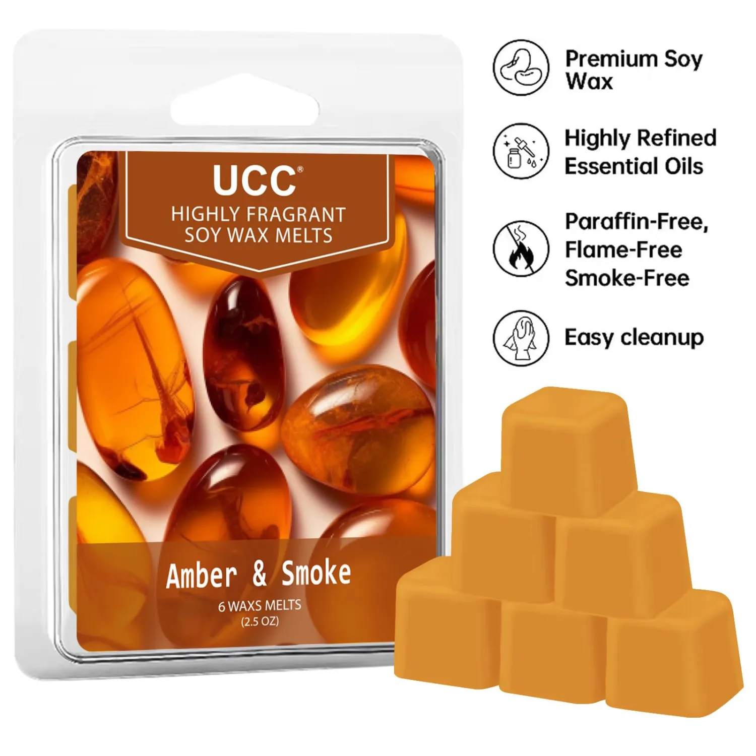 UCC Plant Based All Natural Wax Melts, Strong Fragrance, Long Lasting Premium Soy Scented Melts Cubes, Wax Melts Tarts, Colored Wax Melt - 4 Pack