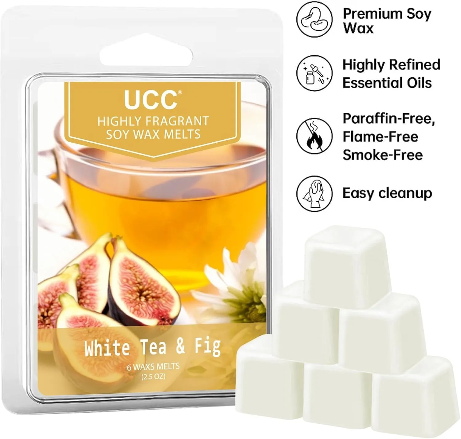 UCC Wax Melts, Premium Variety Fragrance Melts, Plant Based Natural Long Lasting Premium Soy Scented Melts Cubes, Wax Melts Tarts, Colored Wax Melt - 4 Pack