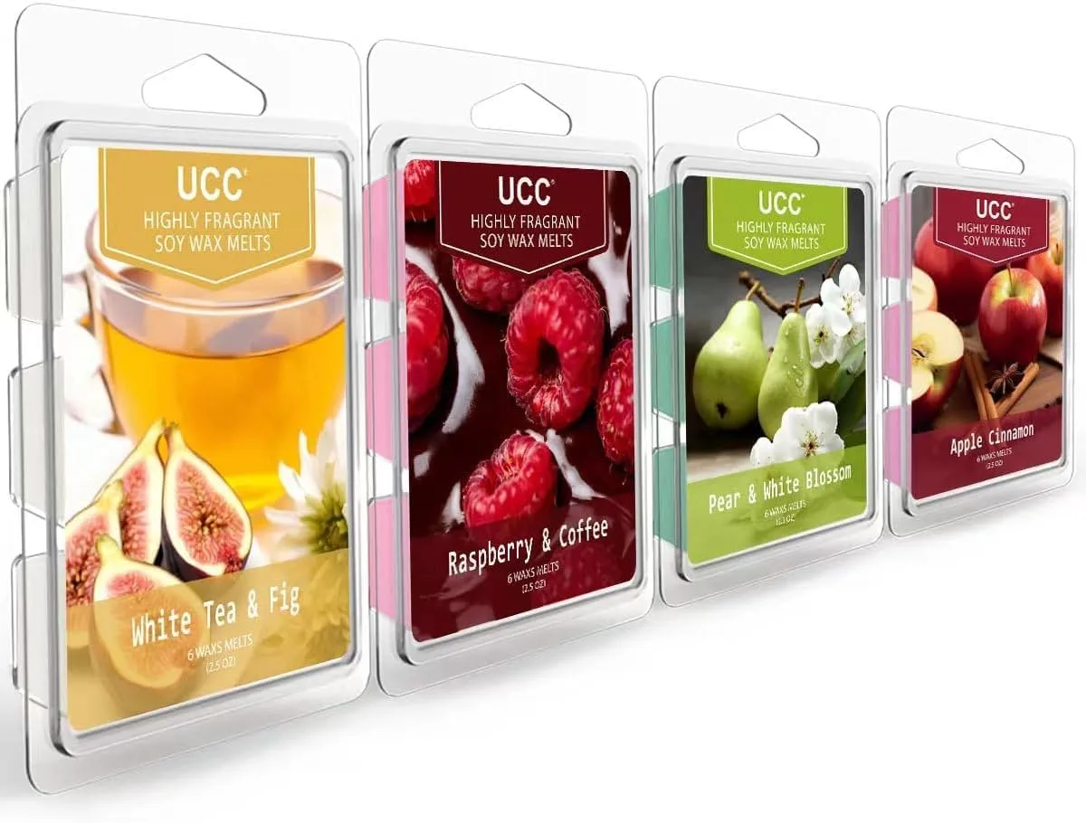 UCC Wax Melts, Premium Variety Fragrance Melts, Plant Based Natural Long Lasting Premium Soy Scented Melts Cubes, Wax Melts Tarts, Colored Wax Melt - 4 Pack