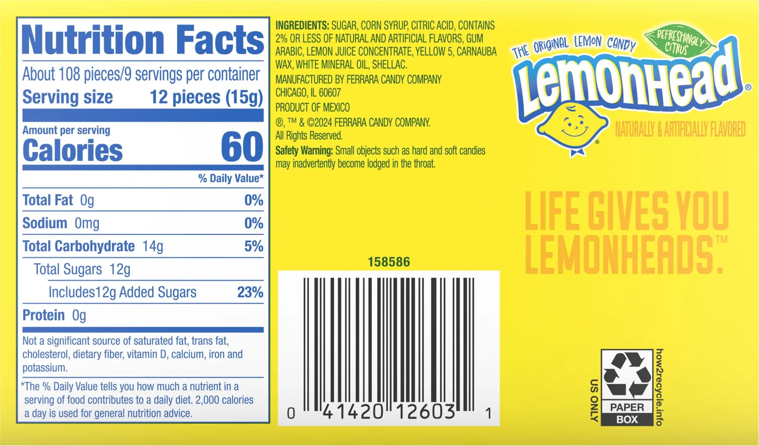 Lemonhead Hard Lemon Candy, 5 Ounce Movie Theater Candy Boxes (Pack of 12)