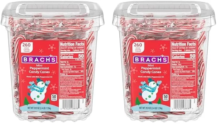 Brach's Mini Candy Canes Tub, 260 Count (Pack of 2)