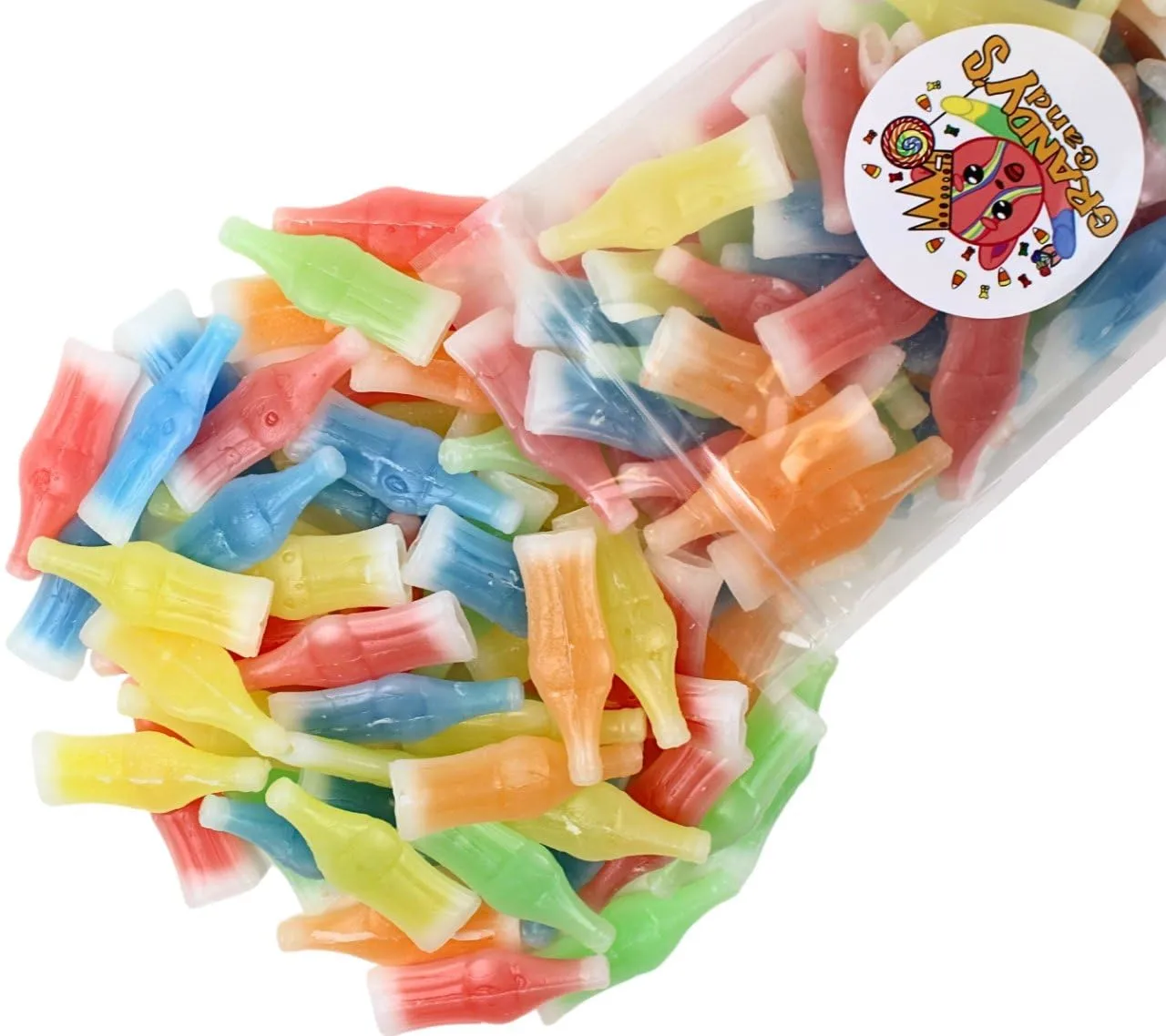 Grandys Candys Vintage Wax Bottle Candy Drinks Filled with Flavored Syrups (Cherry, Orange, Lemon, Blue Raspberry, and Green Apple Flavors) 3 Pounds