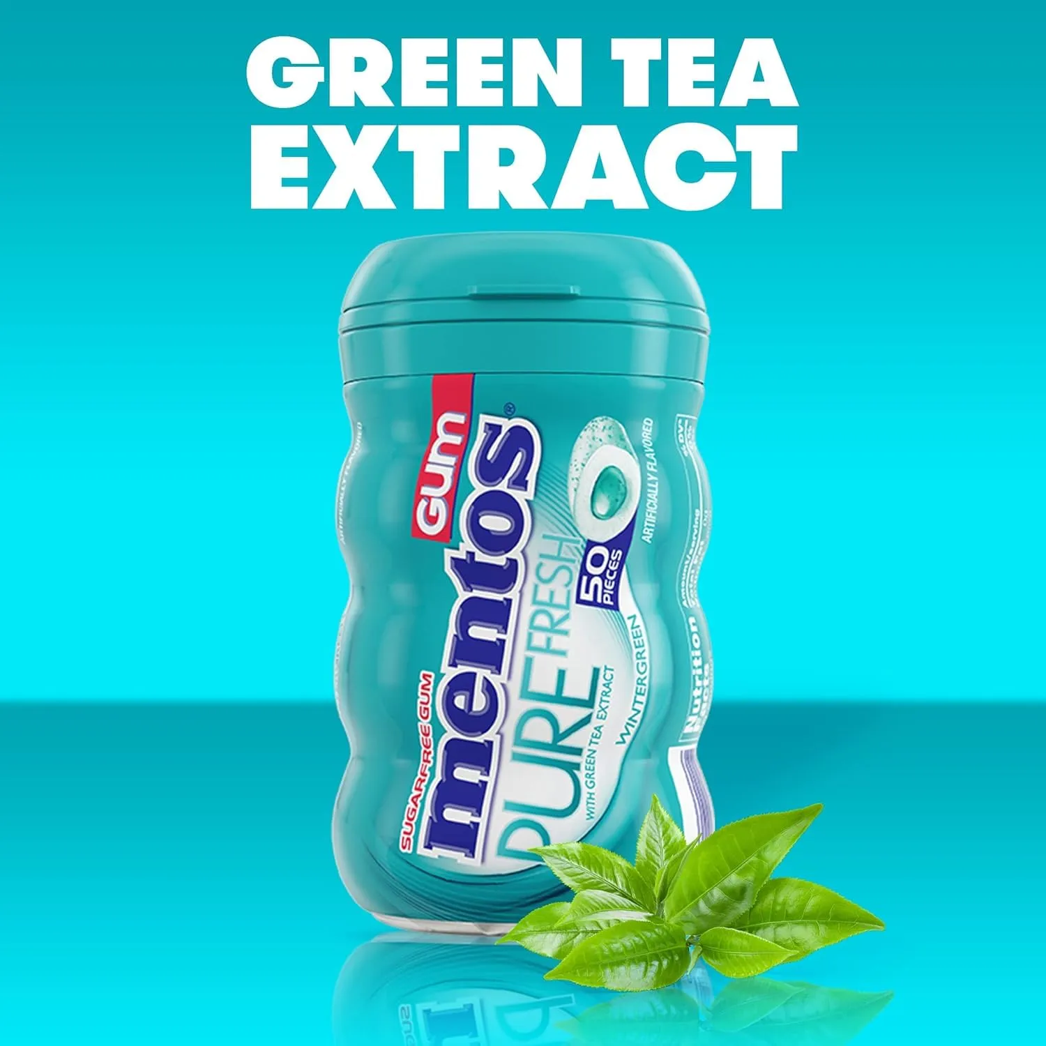 Mentos Pure Fresh Sugar-Free Chewing Gum with Xylitol, Wintergreen, Bulk, 50 Count ( Pack of 6)