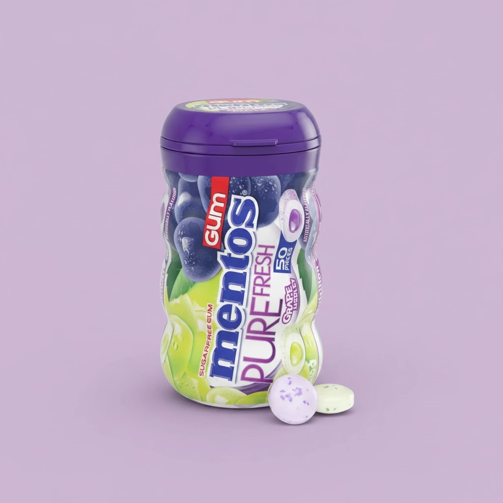 Mentos Pure Fresh Sugar-Free Chewing Gum with Xylitol, Grape Medley, 50 Piece Bottle (Bulk Pack of 6)