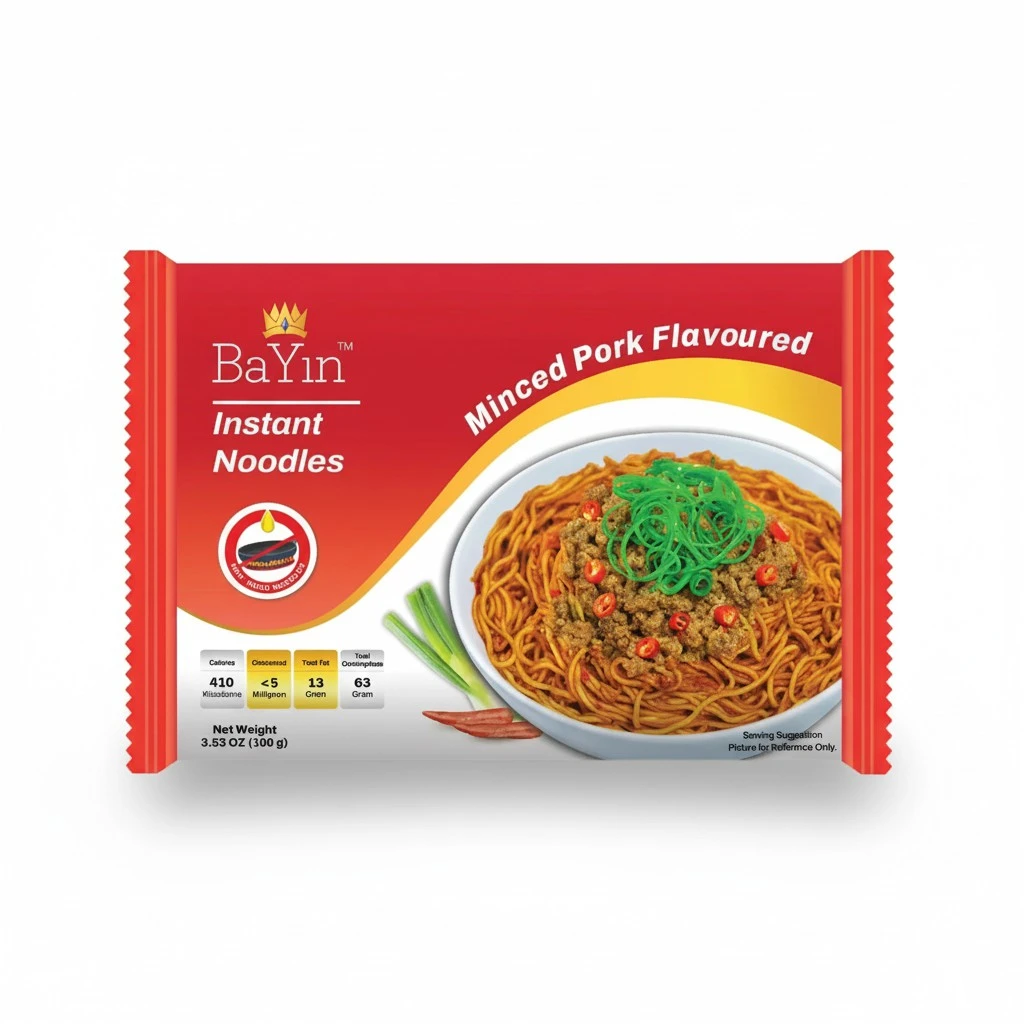 Bayin Instant Noodles - Non Fried - Dry 3.53oz (100g) Pack of 2 (Minced Pork Flavored, 2)