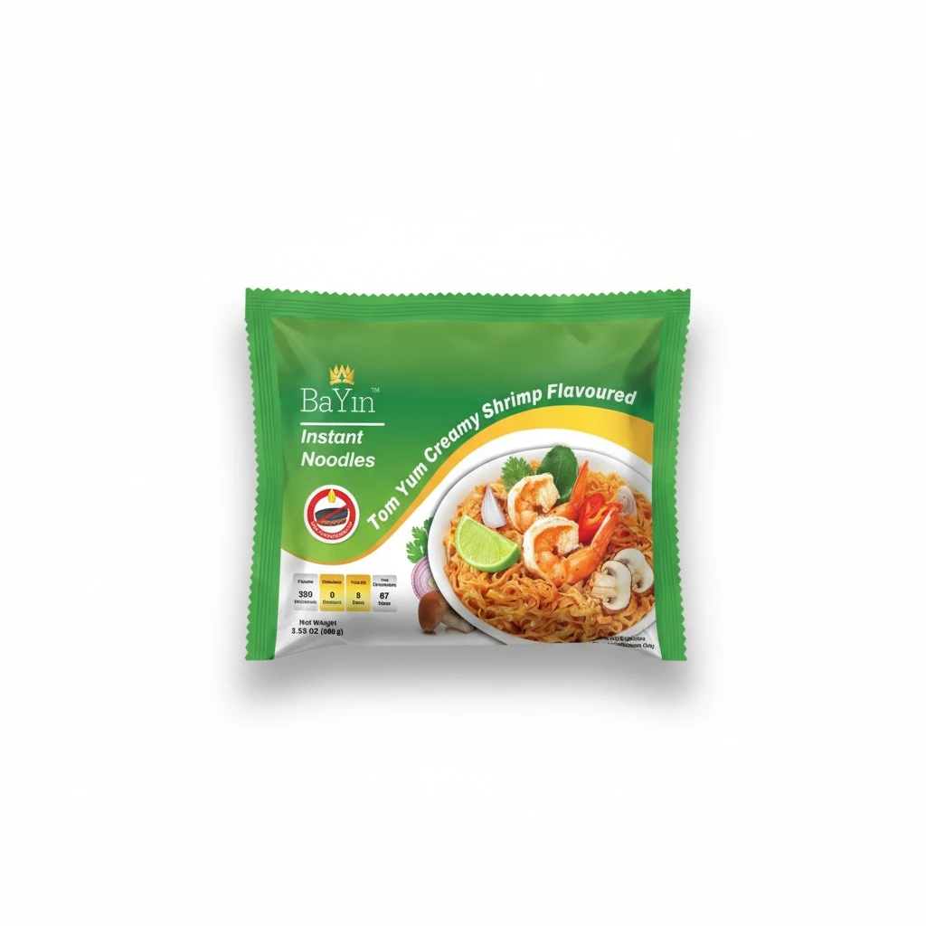 Bayin Instant Noodles - Non Fried - Dry 3.53oz (100g) (Tom Yum Creamy Shrimp Flavored, 5)