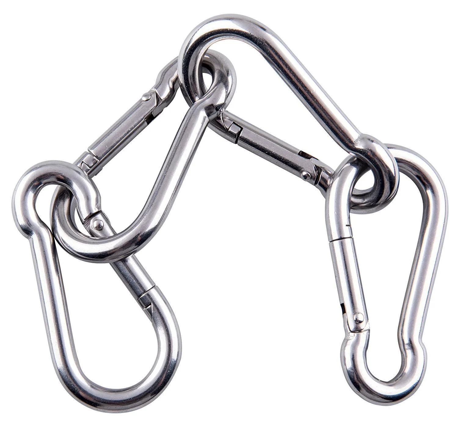 sprookber Stainless Steel Spring Snap Hook Carabiner - 304 Stainless Steel Clips, Set of 6