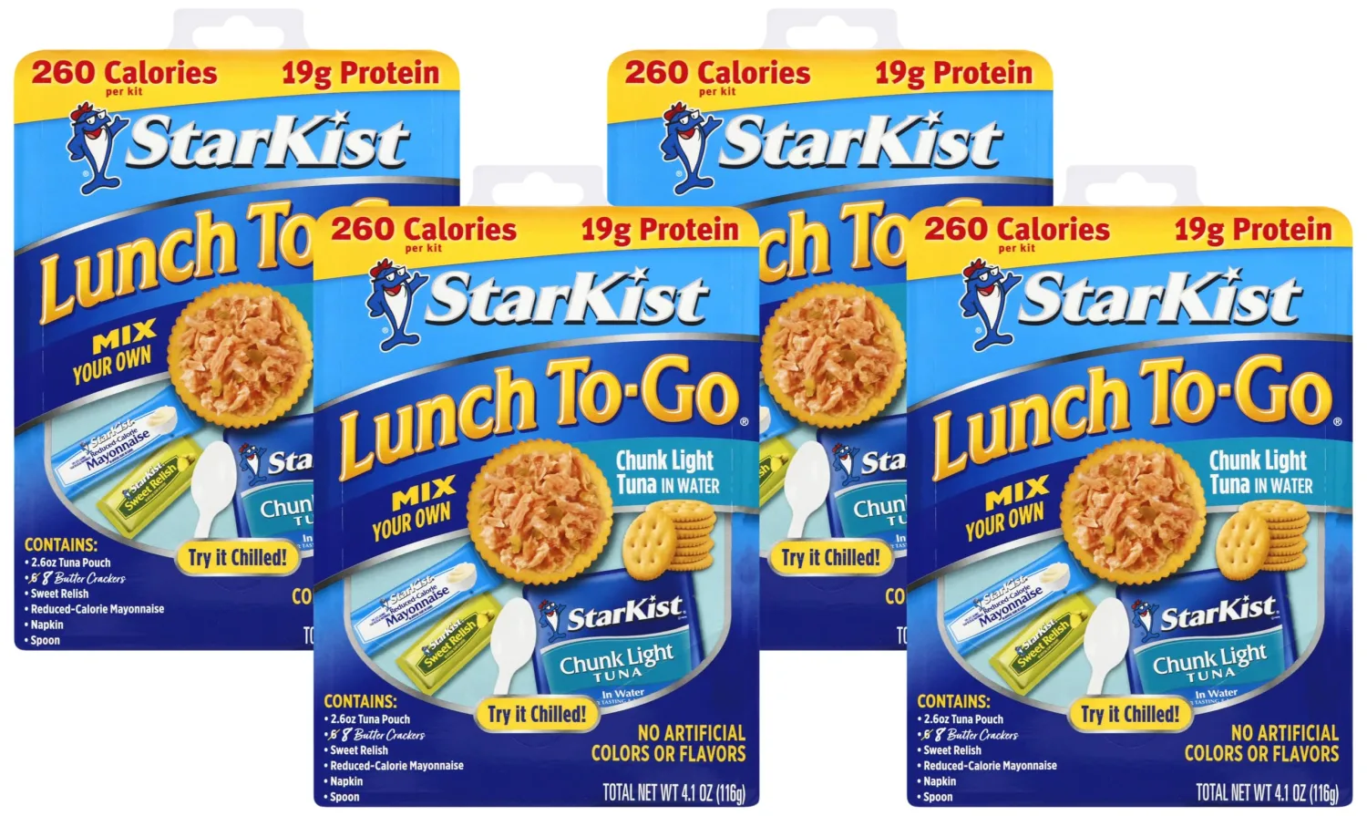 StarKist Lunch To-Go Chunk Light Mix Your Own Tuna Salad (Pouch), 4.1 Ounce Kit (Pack of 4)