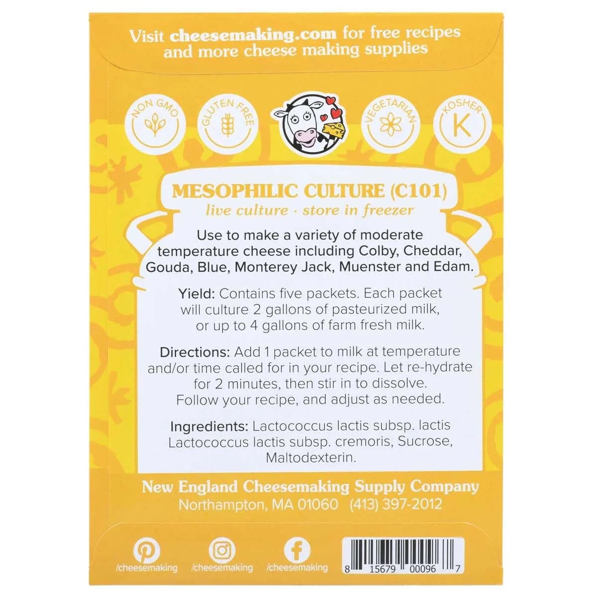 Mesophilic Direct Set Cheese Culture, 5-Pack