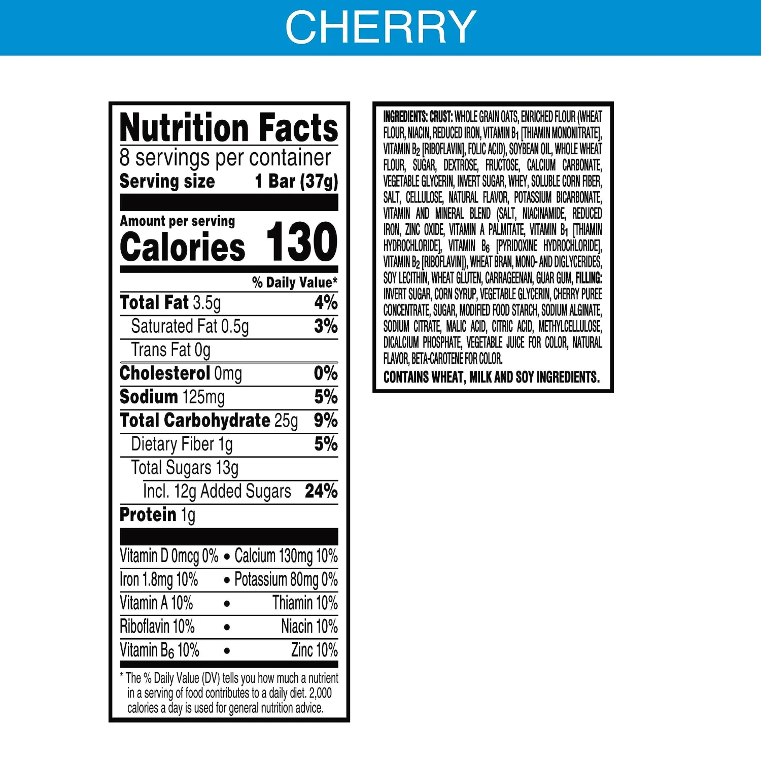 Nutri-Grain Soft Baked Breakfast Bars, Made with Whole Grains, Kids Snacks, Cherry (6 Boxes, 48 Bars)