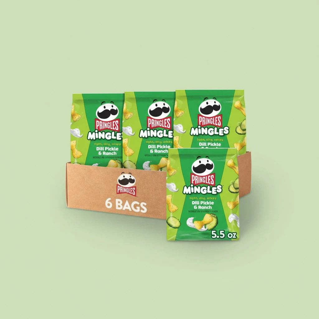 Pringles Mingles Puffed Snacks, Dill Pickle and Ranch, Salty Snacks, Gluten Free (6 Bags)