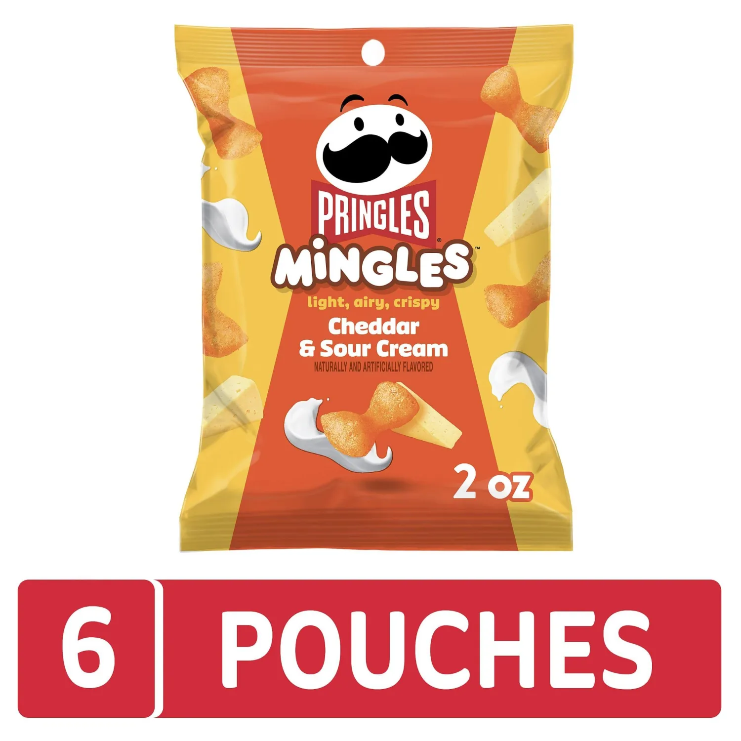Pringles Mingles Puffed Snacks, Cheddar and Sour Cream, Cheese Puffs, Salty Snacks (6 Bags)