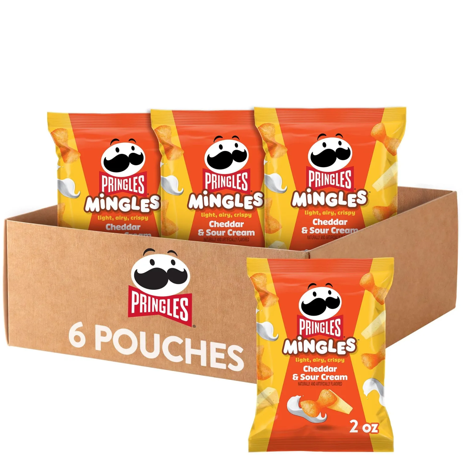 Pringles Mingles Puffed Snacks, Cheddar and Sour Cream, Cheese Puffs, Salty Snacks (6 Bags)