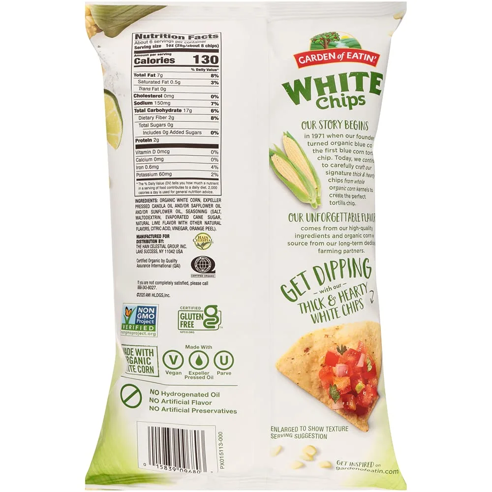 Garden of Eatin' Tortilla Chips, Lime, White Chips with a Touch of Lime, 5.5 oz (Pack of 12)