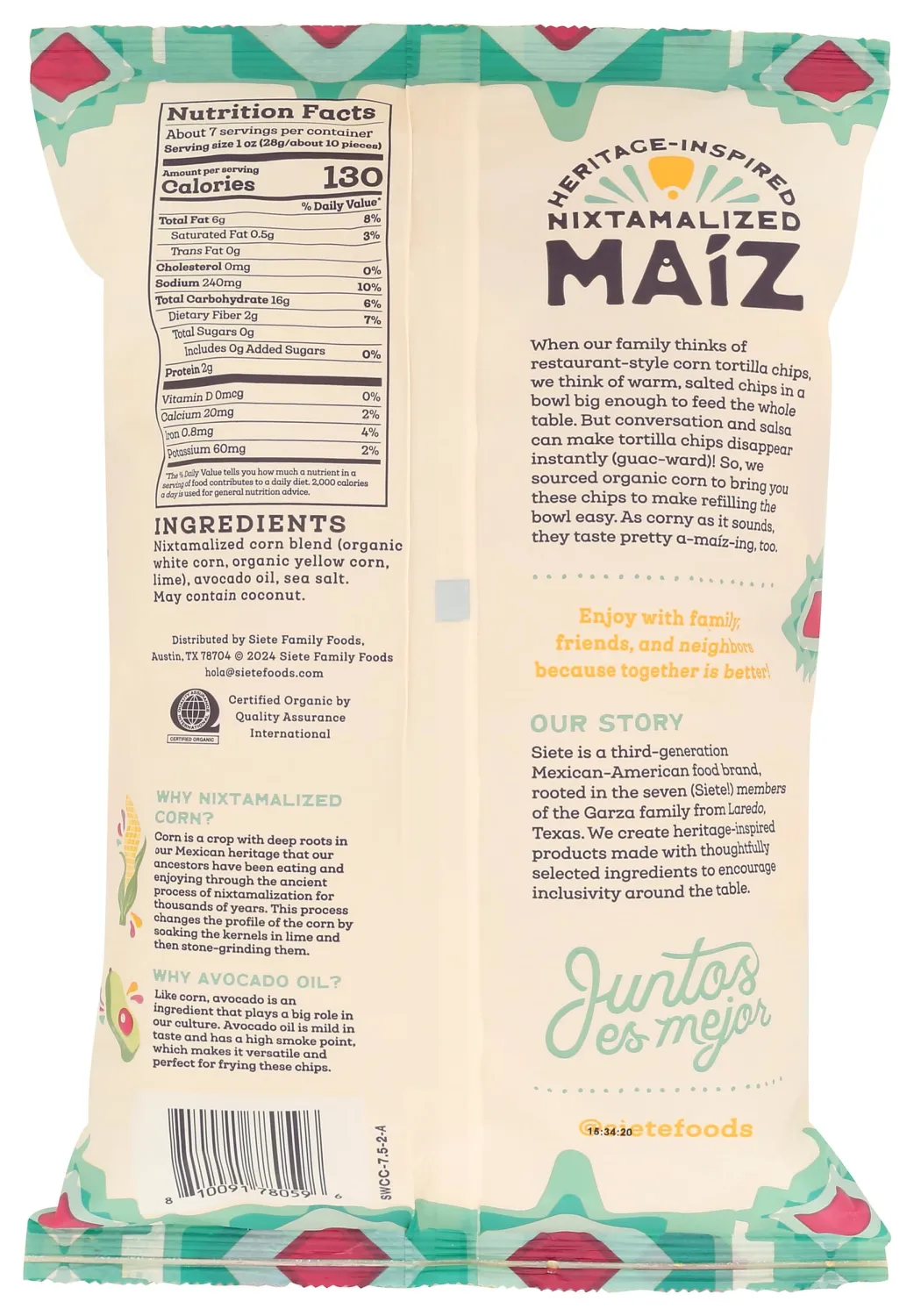 Siete Chips Trtla Maiz Sslt 7.5 OZ
