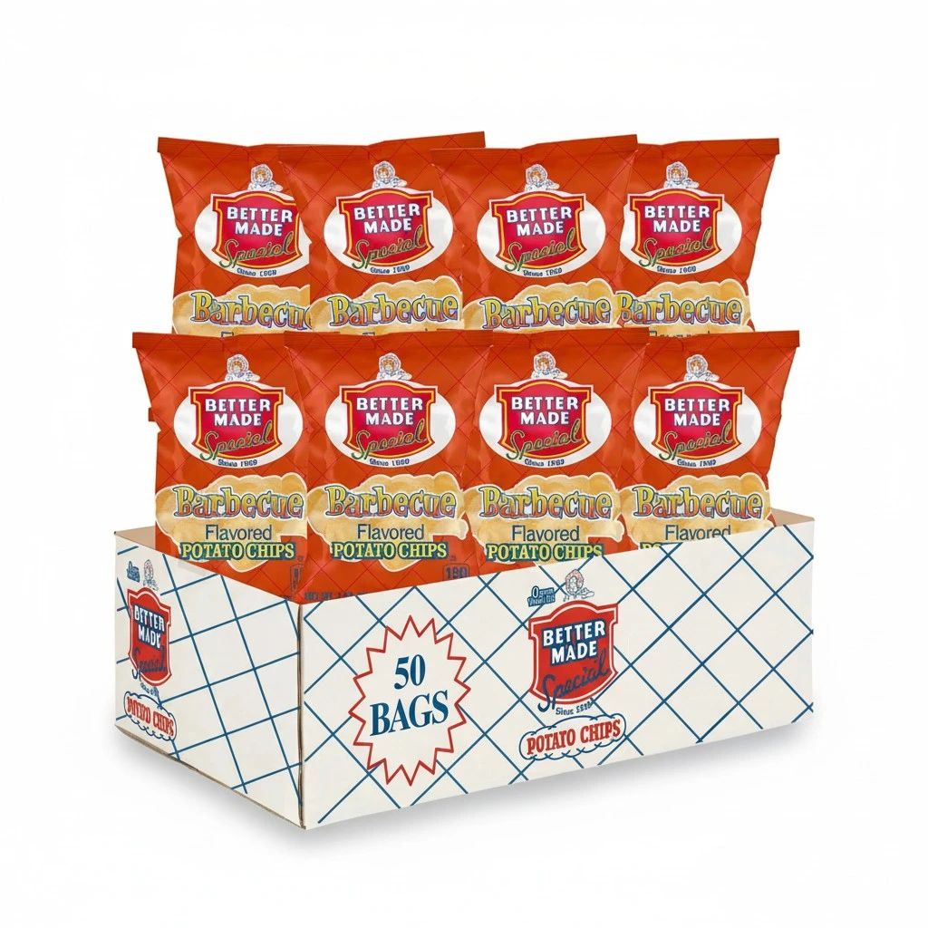 Better Made Special Potato Chips (BBQ) - 50 Pack - 50 x 1 oz. Bags - Crunchy, Individual Snacks Made from Fresh Potatoes - Family Owned and Operated