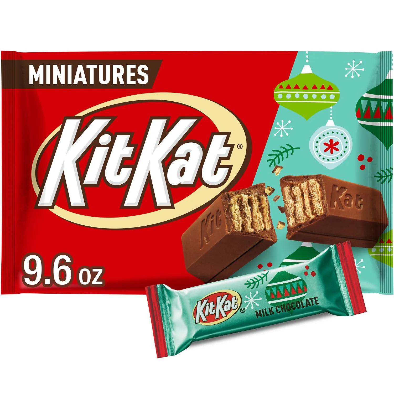 KIT KAT Miniatures Milk Chocolate Wafer, Christmas Candy Bag, 9.6 oz