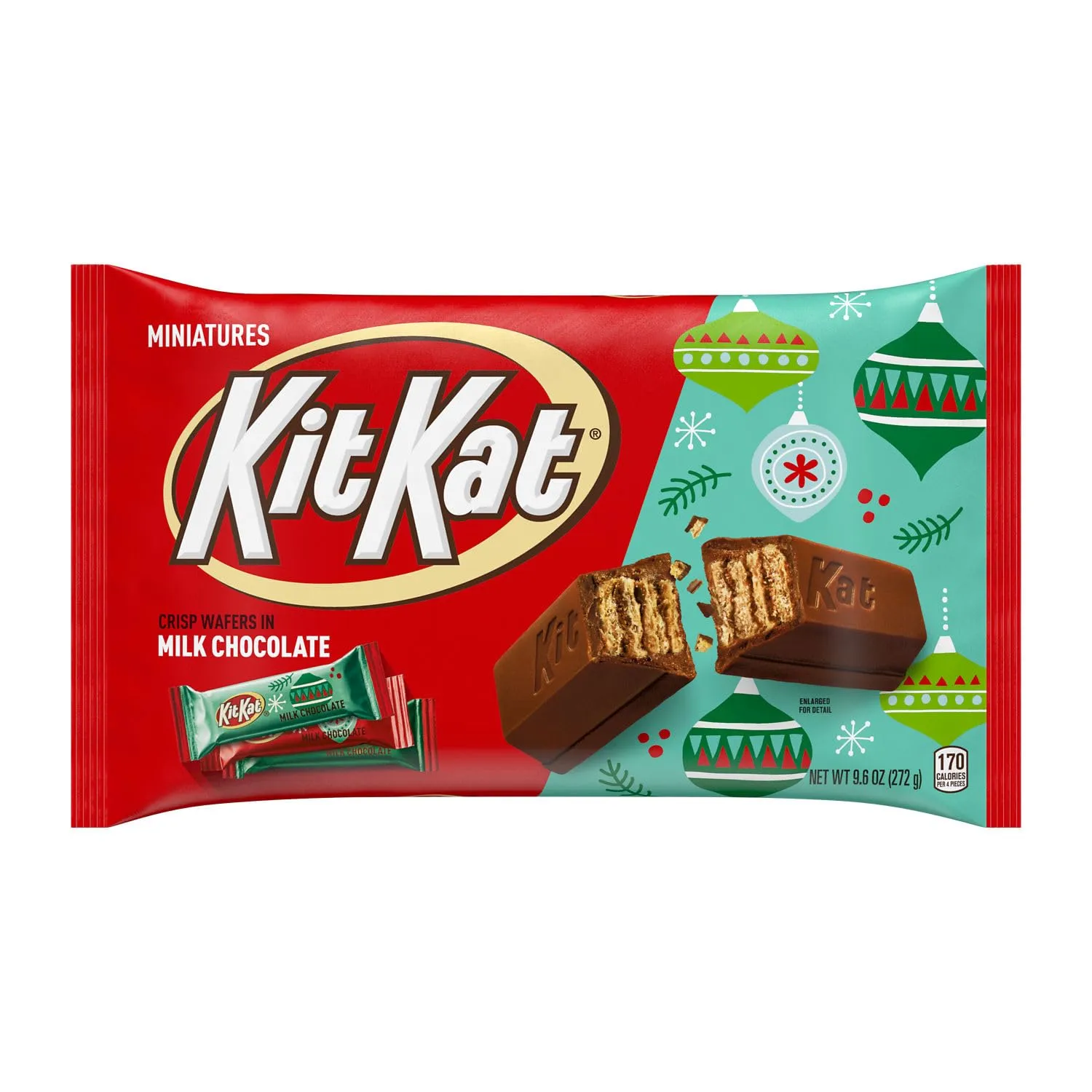 KIT KAT Miniatures Milk Chocolate Wafer, Christmas Candy Bag, 9.6 oz