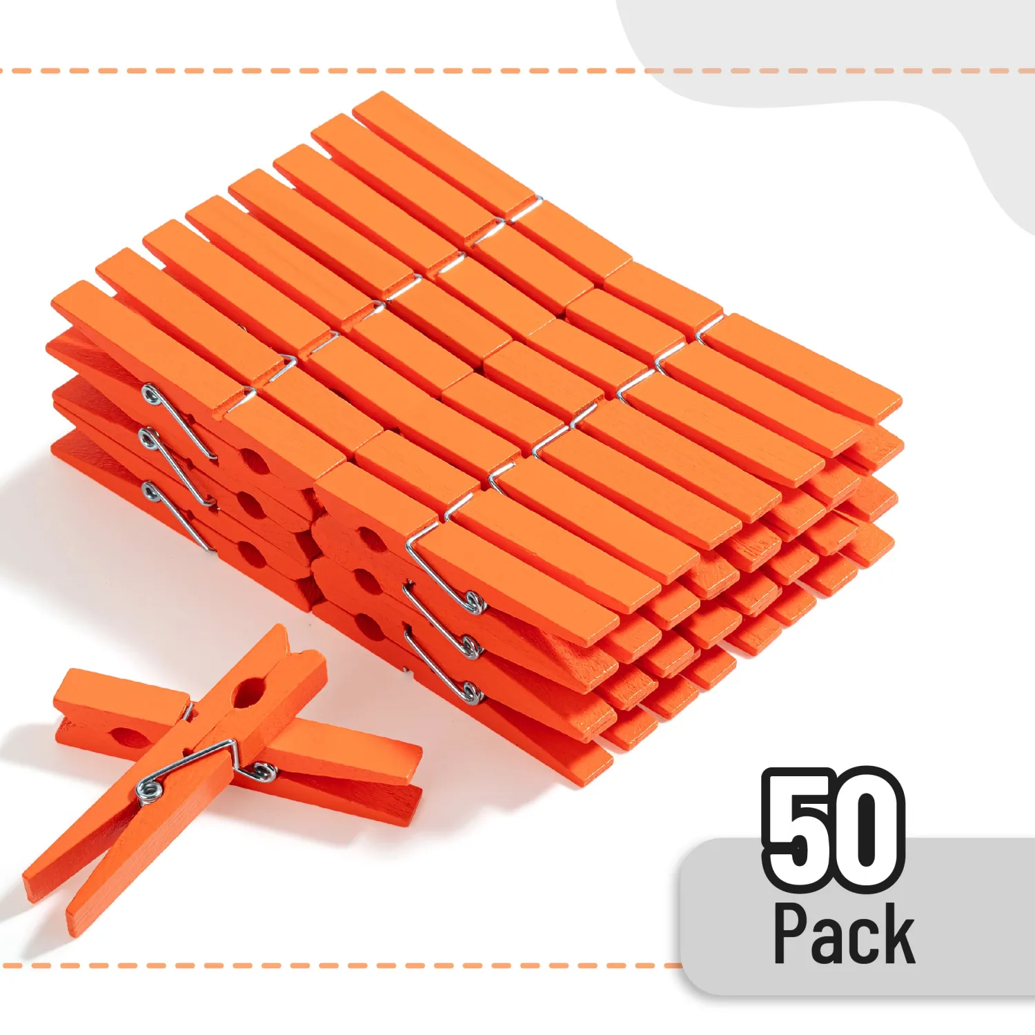 Mr. Pen- Wooden Clothes Pins, Natural Wood, 50 Pack, 2.9 Inch, Orange, Rust Resistant Clothes Pins for Hanging Clothes, Clothes Pins Wood, Clothing Pins, Clothes Pegs, Clothespins, Wood Clothespin