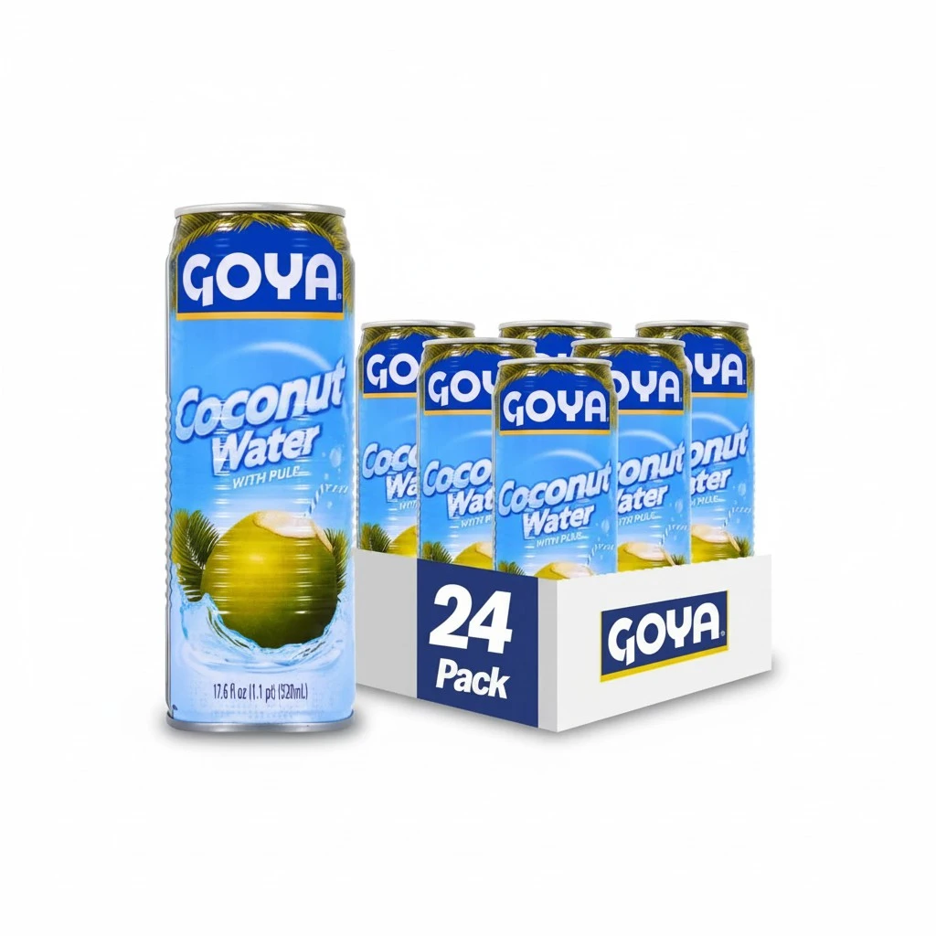 Goya Foods Coconut Water With Pulp, Real Coconut Pieces, 17.6 Fl Oz, Pack of 24, (33939)