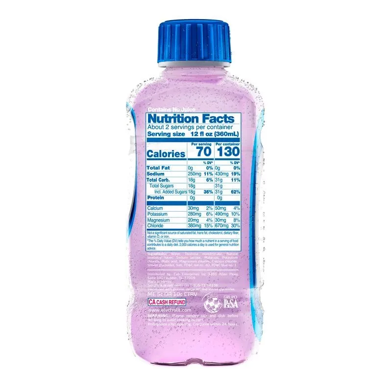 Electrolit Electrolyte Hydration & Recovery Drink, 21oz, Berry Bliss, 12 Pack