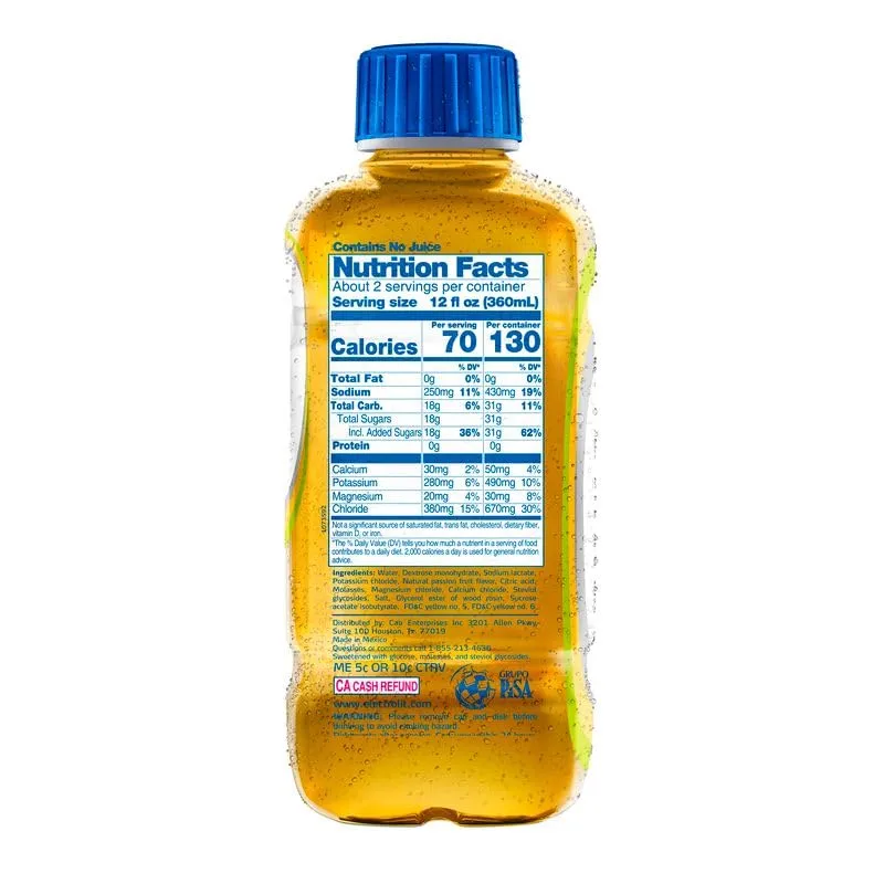 Electrolit Hydration Electrolyte Drinks, Sports Beverages with Electrolytes, 12 Pack (Passion Fruit)