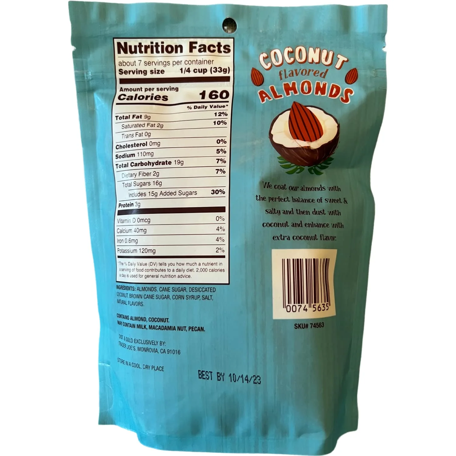 Trader Joe's Coconut Flavored Almonds (Pack of 2)