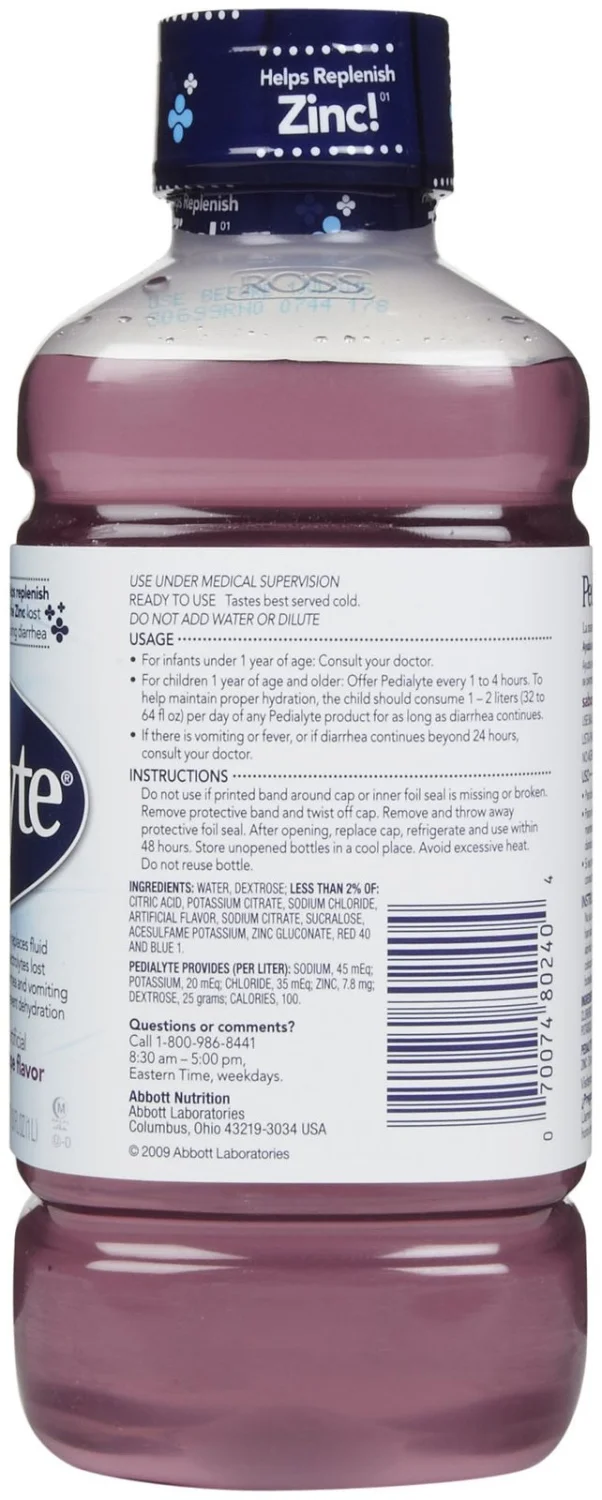 Pedialyte Electrolyte Solution, Grape, Hydration Drink, 1 Liter