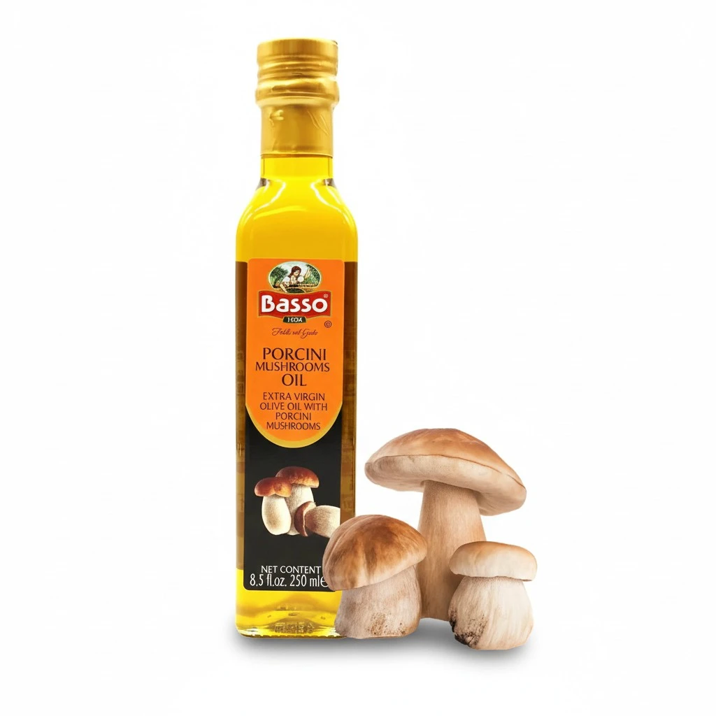 BASSO 1904 - Porcini Mushroom, Infused Premium Extra Virgin Olive Oil, 8.5 Fl Oz (250 ml), Cooking, Dipping, Dressing, and Tasting