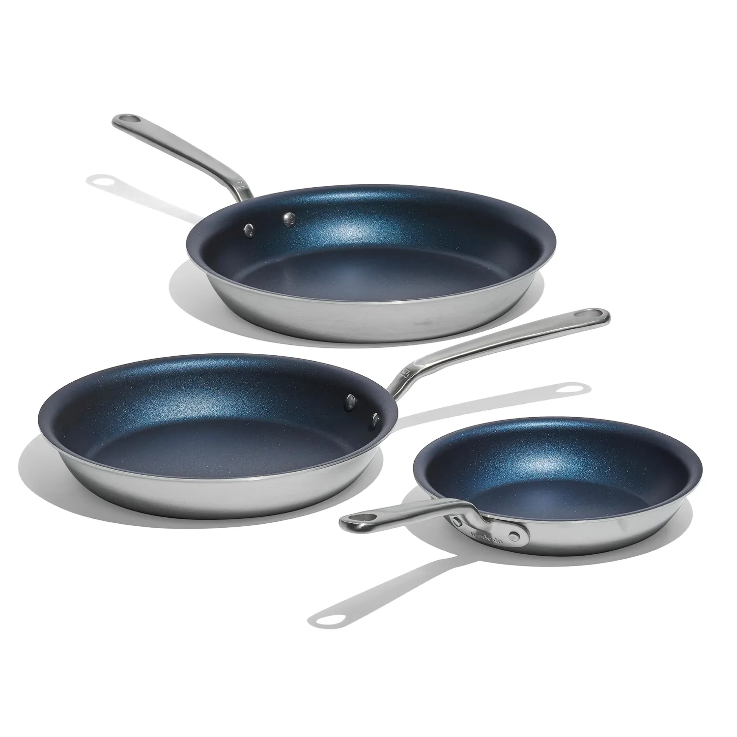 Made In Cookware - ProCoat Non Stick 3 Piece Frying Pan Set (Includes 8",10",12") - 5 Ply Stainless Clad - Professional Cookware - Crafted in Italy - Induction Compatible (Harbour Blue)