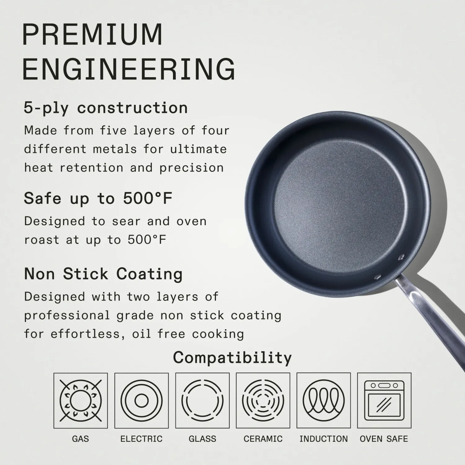 Made In Cookware - ProCoat 10" Non Stick Frying Pan (Graphite) - 5 Ply Stainless Clad Nonstick - Professional Cookware - Crafted in USA - Induction Compatible