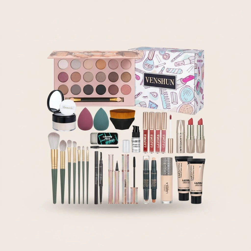 All in One Makeup Kit for Women Full Set Girl Makeup Gift Set Makeup Essentials Set Includes Foundation 18 Color Eyeshadow Palette Lipstick Eyebrow Pencil Makeup Gift Set