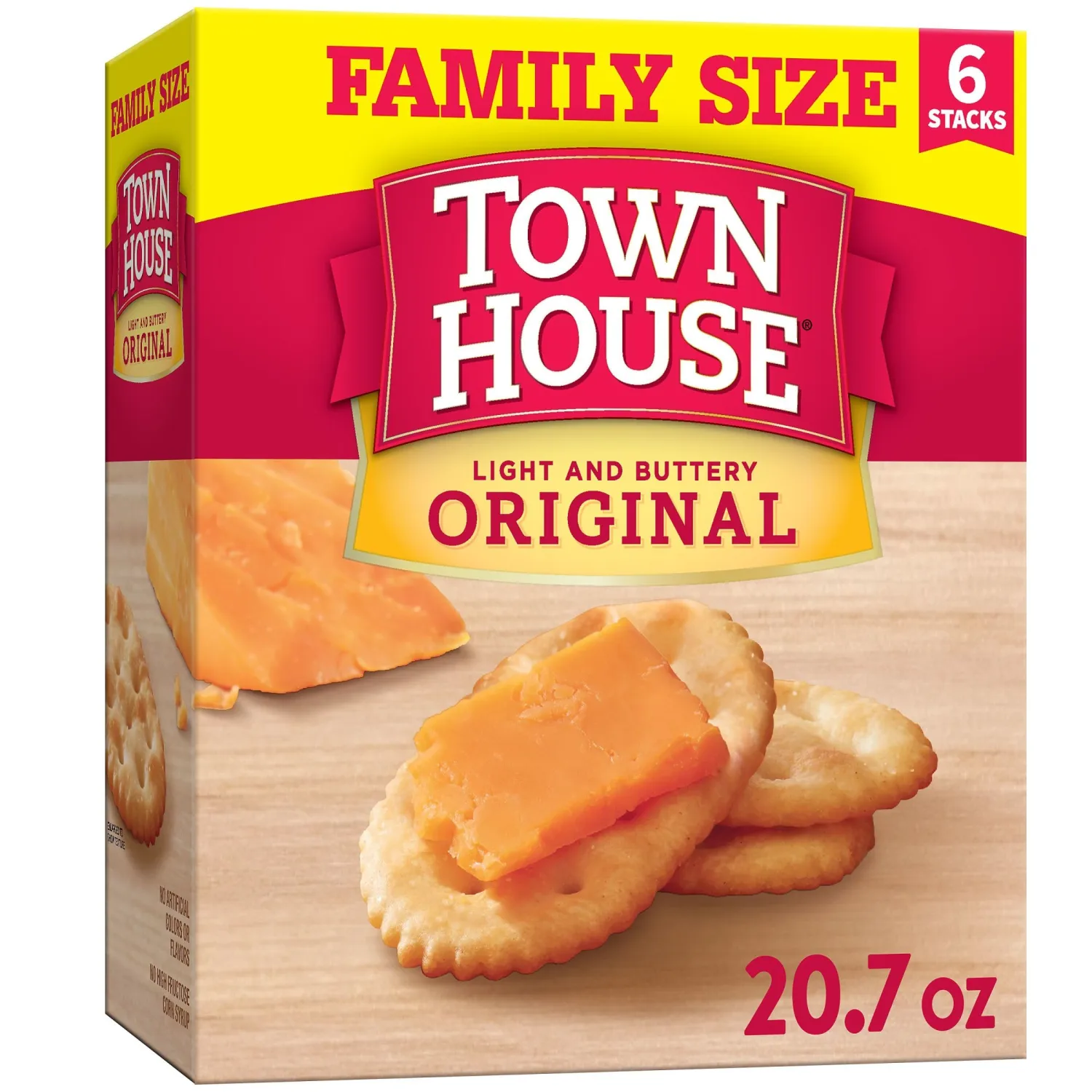 Town House Oven Baked Crackers, Lunch Snacks, Snack Crackers, Family Size, Original, 20.7oz Box (1 Box)