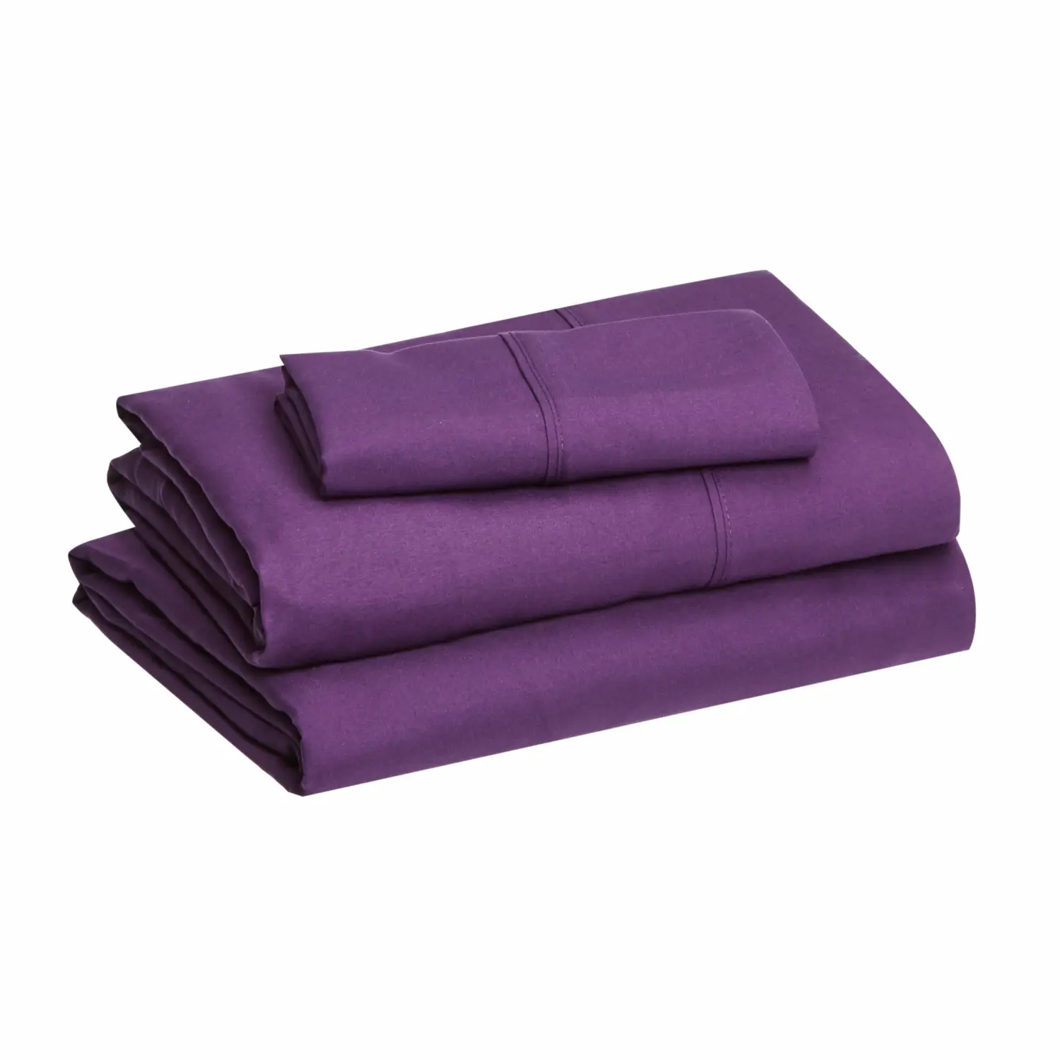 Amazon Basics Lightweight Super Soft Easy Care Wrinkle Free Microfiber 3 Piece Bed Sheet Set with 14-Inch Deep Pockets, Twin, Plum, Solid