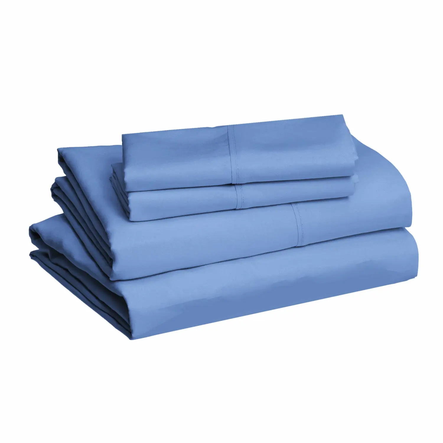Amazon Basics Lightweight Super Soft, Wrinkle-Free, Breathable Easy Care Microfiber 4-Piece Bed Sheet Set with 14-Inch Deep Pockets, Queen, Dutch Blue, Solid