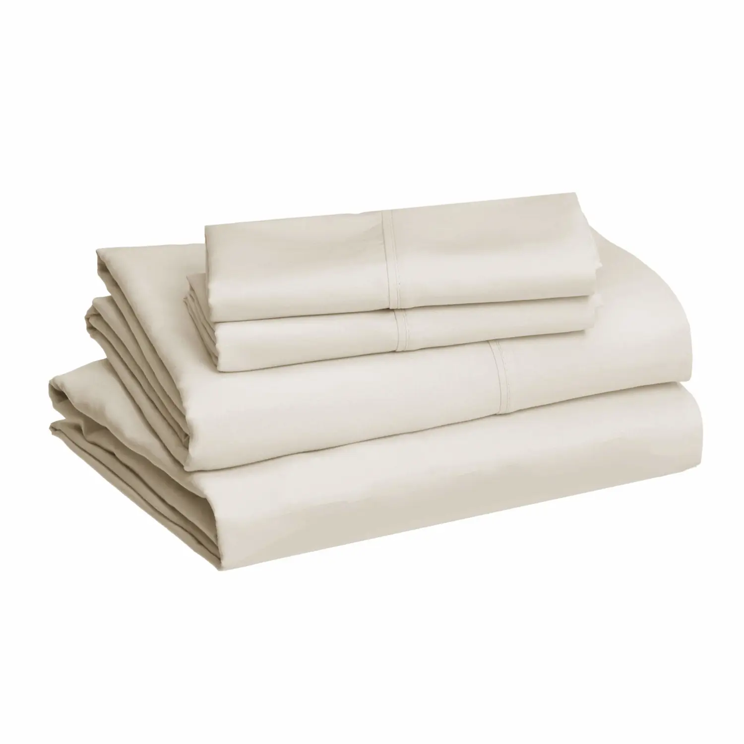 Amazon Basics Lightweight, Wrinkle-Free, Breathable Microfiber 4 Piece Bed Sheet Set with 14-Inch Deep Pockets, Full, Beige, Solid